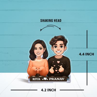 Personalized Couple Bobblehead Caricature Gift for Husband, Wife, Girlfriend, Boyfriend & Friends Solar Powered Moving Head Couple Gift for Birthday (Cute Couple)